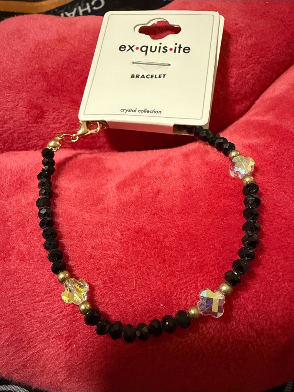 Ex•quis•ite Black Crystal Bracelet with Gold Accents